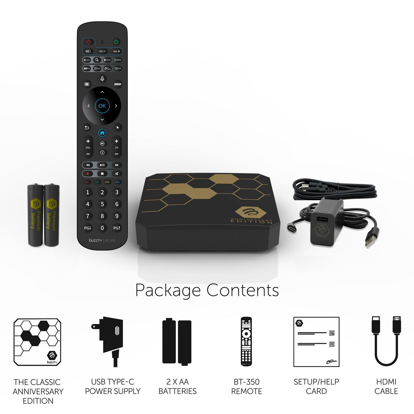 BuzzTV Classic Anniversary Edition package contents