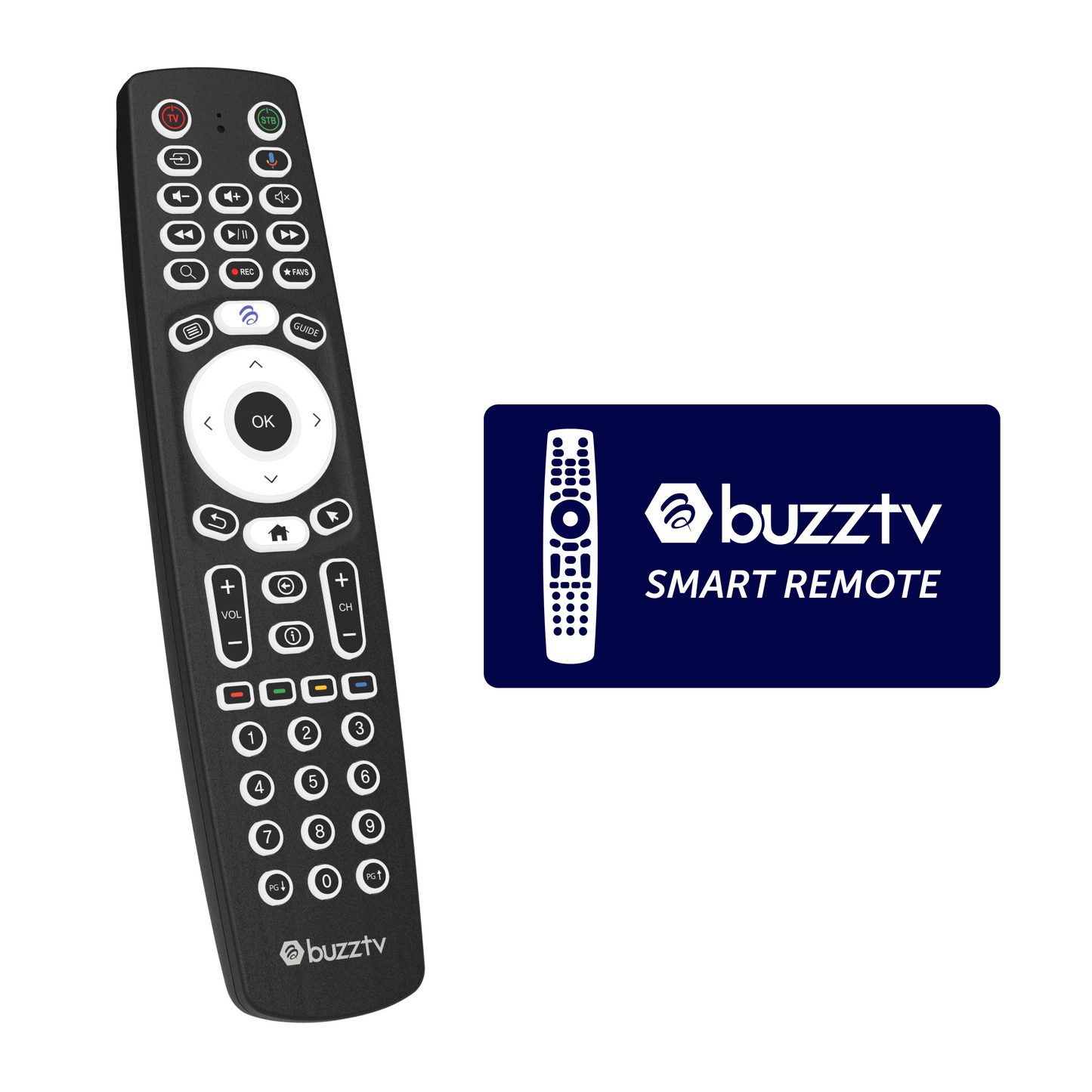BuzzTV BT-500 Smart Voice Remote angled view