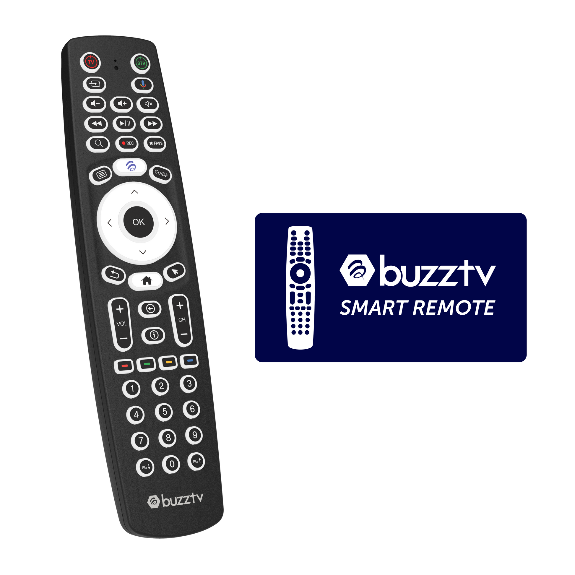 BuzzTV BT-500 Smart Voice Remote angled view