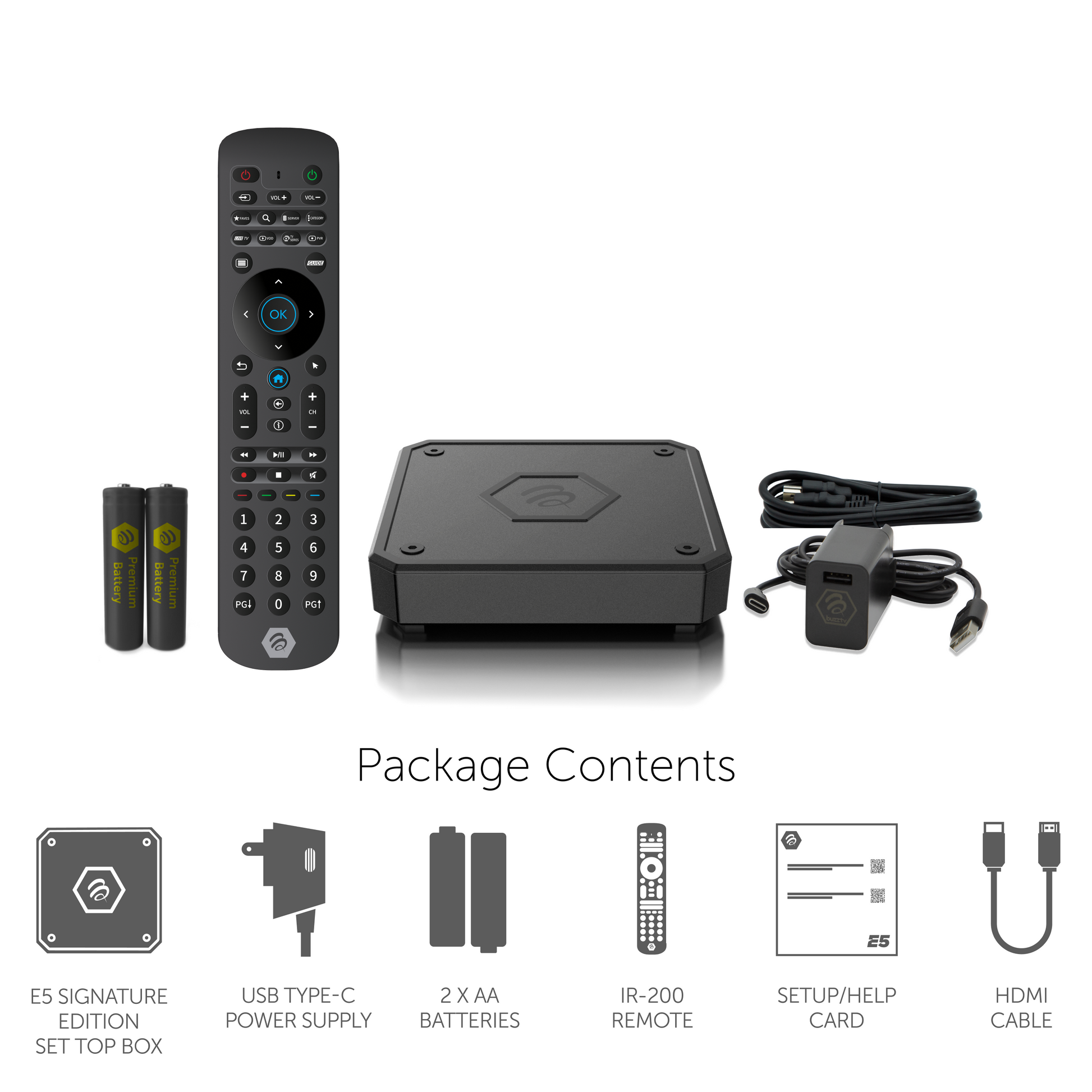 BuzzTV E5 SE package contents
