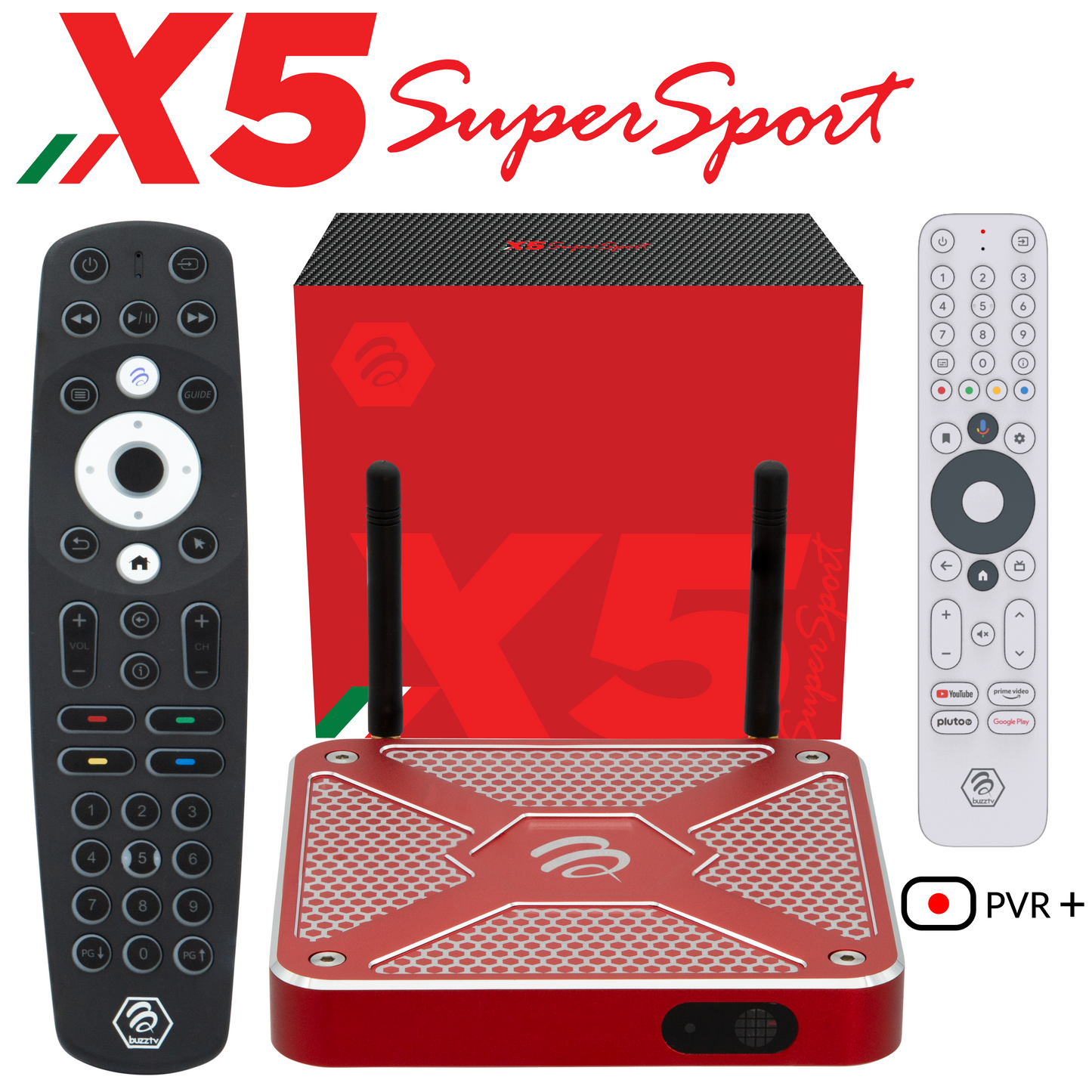 BuzzTV X5 SS SuperSport with BT-400 and G20 remotes and retail box