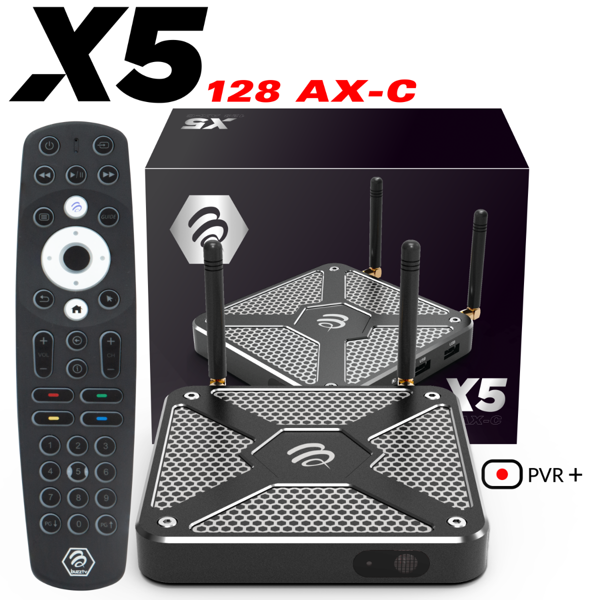 BuzzTV X5 AX-C with BT-400 remote and retail box